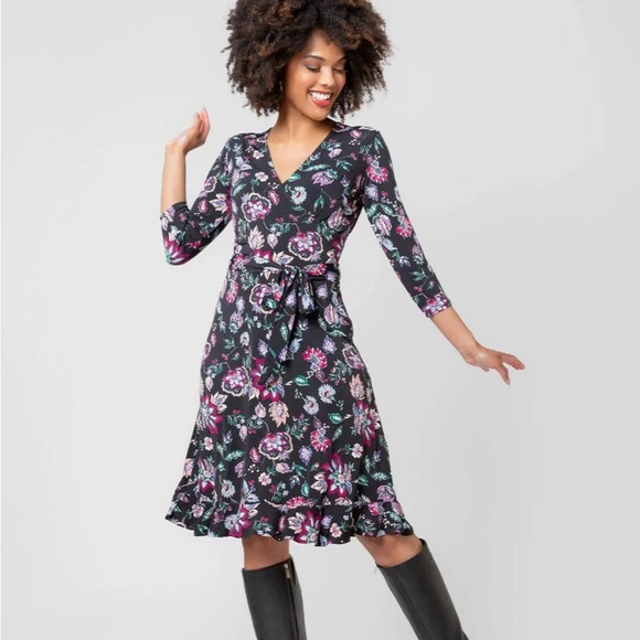 Leota Libby  Wrap Ruffle Bottom Dress Sz XL - Picture 1 of 10